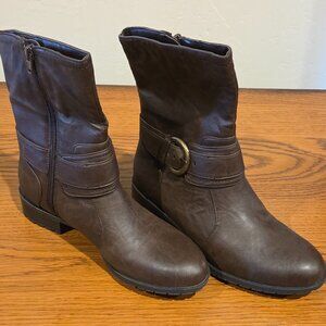 Naturalizer Cordey Mid Brown Smooth Leather Boots, Size 6M